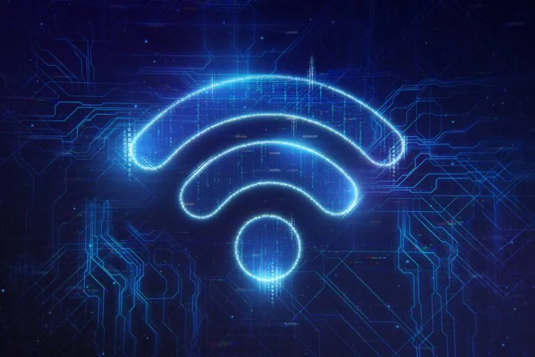 símbolo do wi-fi em neon ilustra artigo sobre Wi-Fi Direct