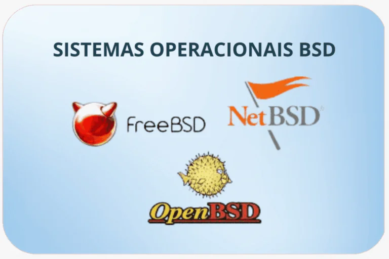 ilustrando artigo sobre o que é BSD, temos os logotipos do OpenBSD, FreeBSD e NetBSD em fundo chapado azul claro