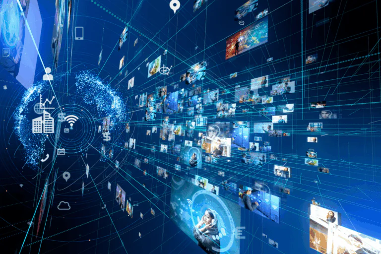 vários ícones de interação cibernética em neon ilustram artigo sobre proteção contra engenharia social e manipulação online