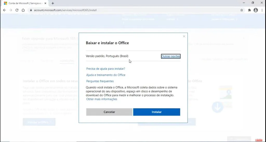 Idioma de instalação