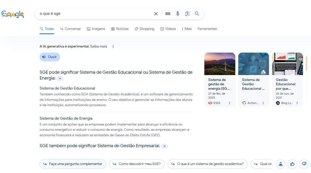 SGE Search Generative Experience