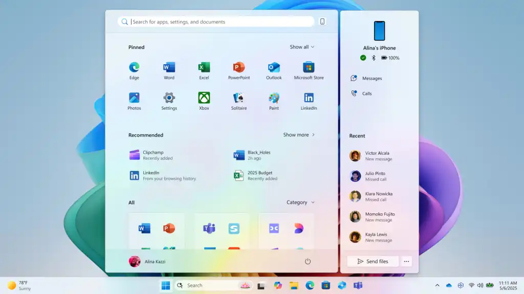 Menu inciar no windows 11
